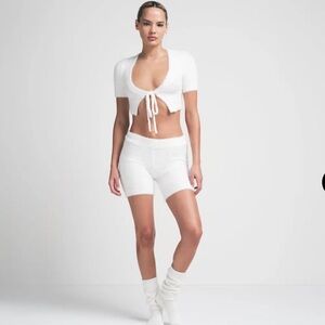 SKIMS Fuzzy Knit Crop Top And Short Set